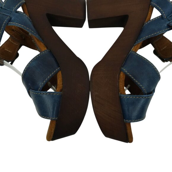 Sbicca Vintage Collection Platform Sandals Womens US 6.5 EU 37 Blue Chunky Heel - Picture 15 of 16